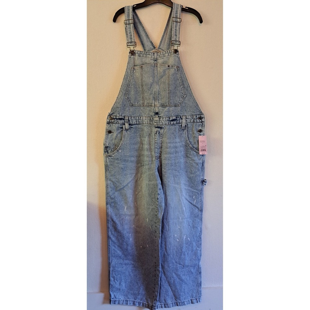 Wild Fable Denim Overalls Womens L New Paint Splatter Carpenter 1050-320-B45